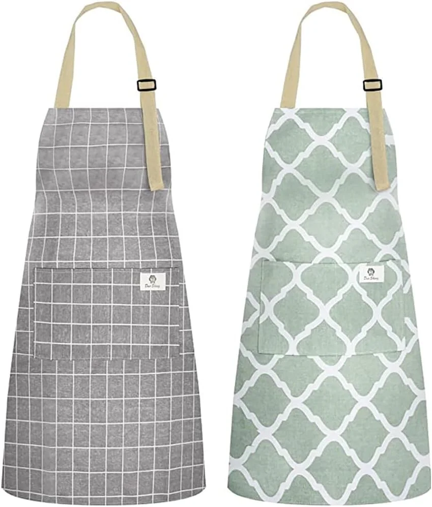 پیش بند آشپزی تزویق، 2 عدد، مناسب آقایان و بانوان، دارای جیب، پنبه و کتان ضد آب، مناسب آشپزی، پخت، باغبانی و گریل، دارای بند گردنی قابل تنظیم و بندهای بلند (خاکستری/سبز) پیش بند آشپزی تزویق، 2 عدد، مناسب آقایان و بانوان، دارای جیب، پنبه و کتان ضد آب، مناسب آشپزی، پخت، باغبانی و گریل، دارای بند گردنی قابل تنظیم و بندهای بلند (خاکستری/سبز)