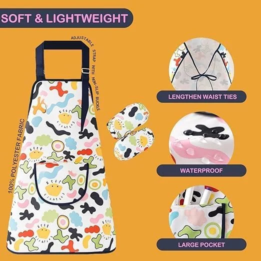 پیشبند بچگانه تزویق برای دختران و پسران، پیشبند نقاشی ضد آب با جیب برای آشپزی، پخت، صنایع دستی آشپزخانه و فعالیت های هنری، 2 عددی پیشبند بچگانه تزویق برای دختران و پسران، پیشبند نقاشی ضد آب با جیب برای آشپزی، پخت، صنایع دستی آشپزخانه و فعالیت های هنری، 2 عددی