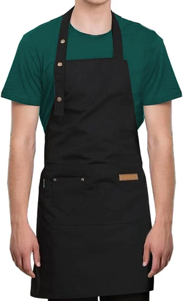 پیشبند کار بوم URbazaar، پیشبند ضد آب با بندهای قابل تنظیم و 2 جیب بزرگ برای آقایان و بانوان، پیشبند کار پنبه ای بوم بادوام برای کار در آشپزخانه و کار با چوب