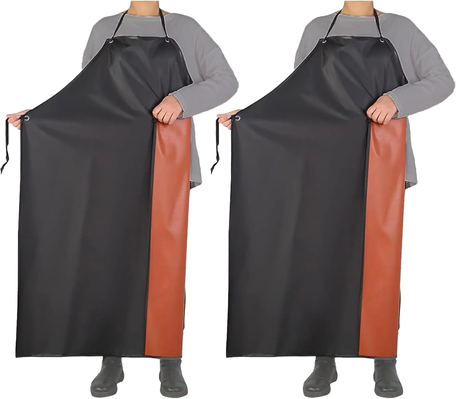 پیش بند لاستیکی ضد آب 2 عددی، پیش بند آشپزی 40 اینچی، پیش بند کار شیمیایی، پیش بند سنگین، پیش بند فوق العاده بلند برای کباب پز با پیش بند قابل تنظیم برای شستشوی ظروف، آزمایشگاه، آشپزی و آشپزخانه