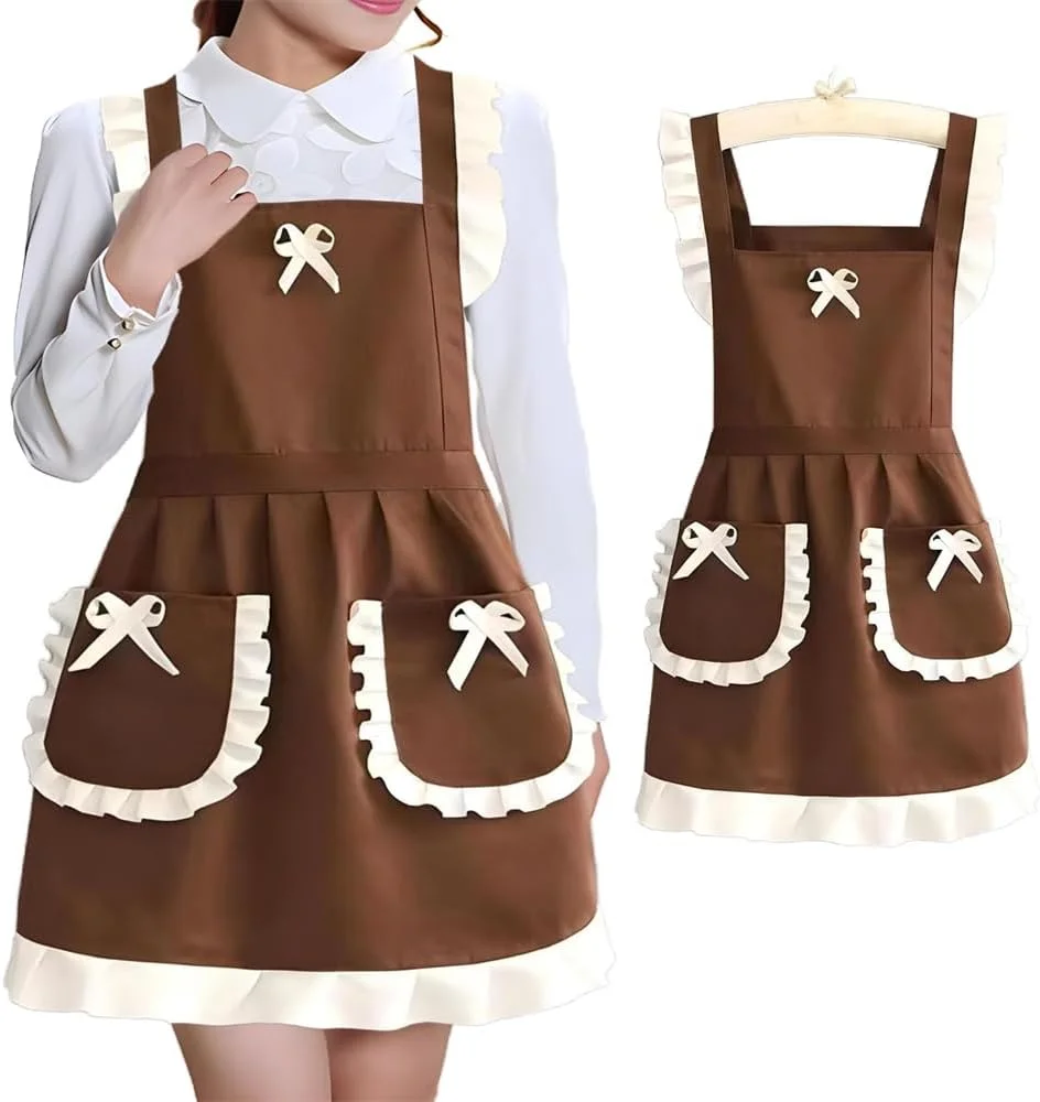 پیش بند ضد آب برای بانوان، پیش بند آشپزخانه شیک Azonee با جیب، پیش بند آشپزی با دستمال برای خانه، رستوران، باربیکیو، پیش بند سرآشپز برای زنان و مردان