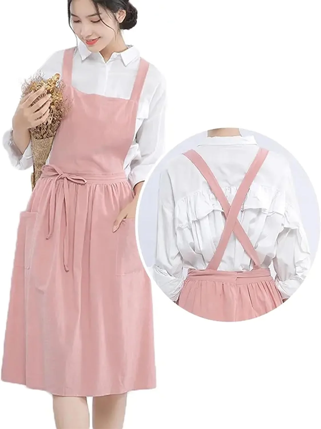 پیش بند آشپزخانه زنانه YANEK از جنس کتان و پنبه، بادوام، قابل شستشو، راحت و با جیب و بند قابل تنظیم؛ ایده آل برای پخت و پز، نانوایی، گل فروشی، کار و نظافت پیش بند آشپزخانه زنانه YANEK از جنس کتان و پنبه، بادوام، قابل شستشو، راحت و با جیب و بند قابل تنظیم؛ ایده آل برای پخت و پز، نانوایی، گل فروشی، کار و نظافت