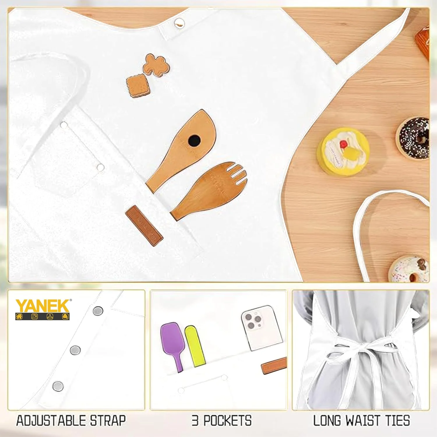 پیش بند آشپزخانه قابل تنظیم یانک برای زنان و مردان - پیش بند بوم ضد آب با جیب، ایده آل برای خانه، رستوران و قهوه خانه پیش بند آشپزخانه قابل تنظیم یانک برای زنان و مردان - پیش بند بوم ضد آب با جیب، ایده آل برای خانه، رستوران و قهوه خانه