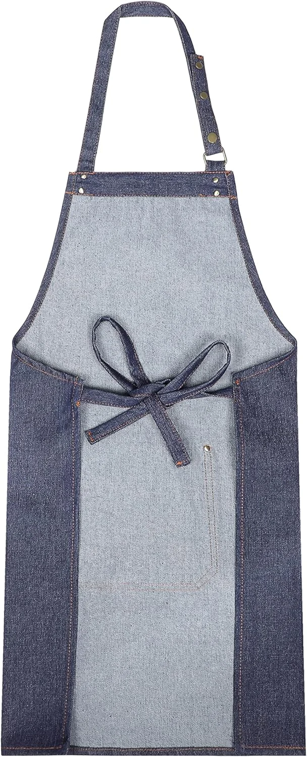 پیش بند بلند آشپزی جین YANEK، مناسب برای آقایان و بانوان، دارای جیب | پیش بند نخی باریستا برای منزل، آشپزخانه، باربیکیو، کافی شاپ | سه جیب، بند قابل تنظیم با پرچ پیش بند بلند آشپزی جین YANEK، مناسب برای آقایان و بانوان، دارای جیب | پیش بند نخی باریستا برای منزل، آشپزخانه، باربیکیو، کافی شاپ | سه جیب، بند قابل تنظیم با پرچ
