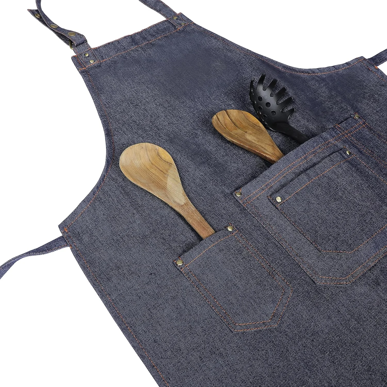 پیش بند بلند آشپزی جین YANEK، مناسب برای آقایان و بانوان، دارای جیب | پیش بند نخی باریستا برای منزل، آشپزخانه، باربیکیو، کافی شاپ | سه جیب، بند قابل تنظیم با پرچ پیش بند بلند آشپزی جین YANEK، مناسب برای آقایان و بانوان، دارای جیب | پیش بند نخی باریستا برای منزل، آشپزخانه، باربیکیو، کافی شاپ | سه جیب، بند قابل تنظیم با پرچ