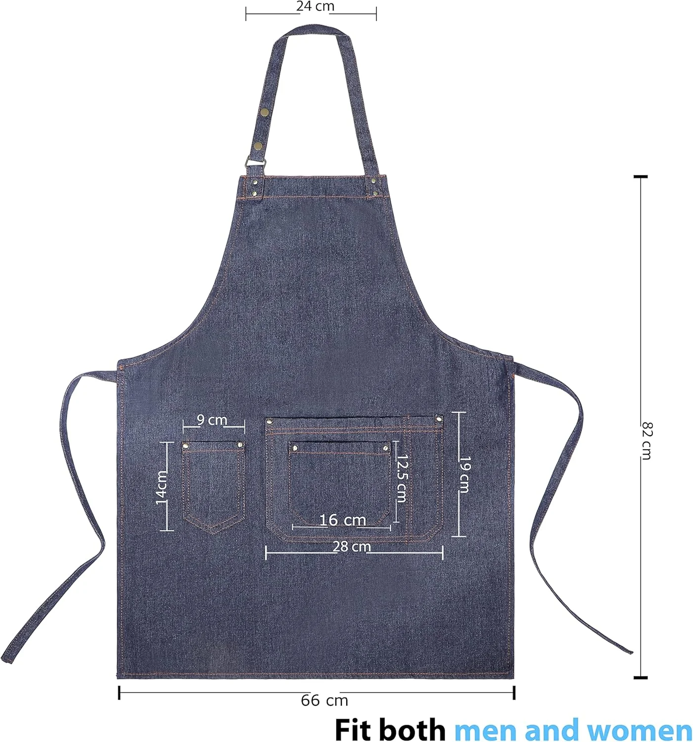 پیش بند بلند آشپزی جین YANEK، مناسب برای آقایان و بانوان، دارای جیب | پیش بند نخی باریستا برای منزل، آشپزخانه، باربیکیو، کافی شاپ | سه جیب، بند قابل تنظیم با پرچ پیش بند بلند آشپزی جین YANEK، مناسب برای آقایان و بانوان، دارای جیب | پیش بند نخی باریستا برای منزل، آشپزخانه، باربیکیو، کافی شاپ | سه جیب، بند قابل تنظیم با پرچ