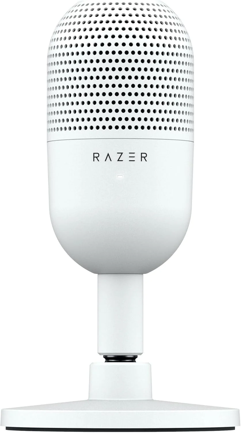 میکروفون USB ریزر Seiren V3 Mini: میکروفون کندانسور - الگوی قطبی Supercardioid - حسگر بی‌صدا کردن با لمس با نشانگر LED - جاذب شوک - فوق‌العاده جمع و جور - PC، Discord، OBS Studio، XSplit - سفید
