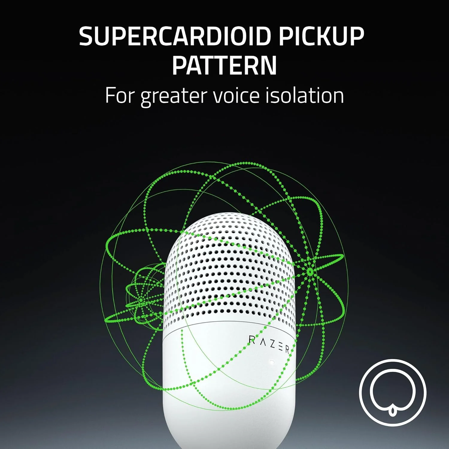 میکروفون USB ریزر Seiren V3 Mini: میکروفون کندانسور - الگوی قطبی Supercardioid - حسگر بی‌صدا کردن با لمس با نشانگر LED - جاذب شوک - فوق‌العاده جمع و جور - PC، Discord، OBS Studio، XSplit - سفید