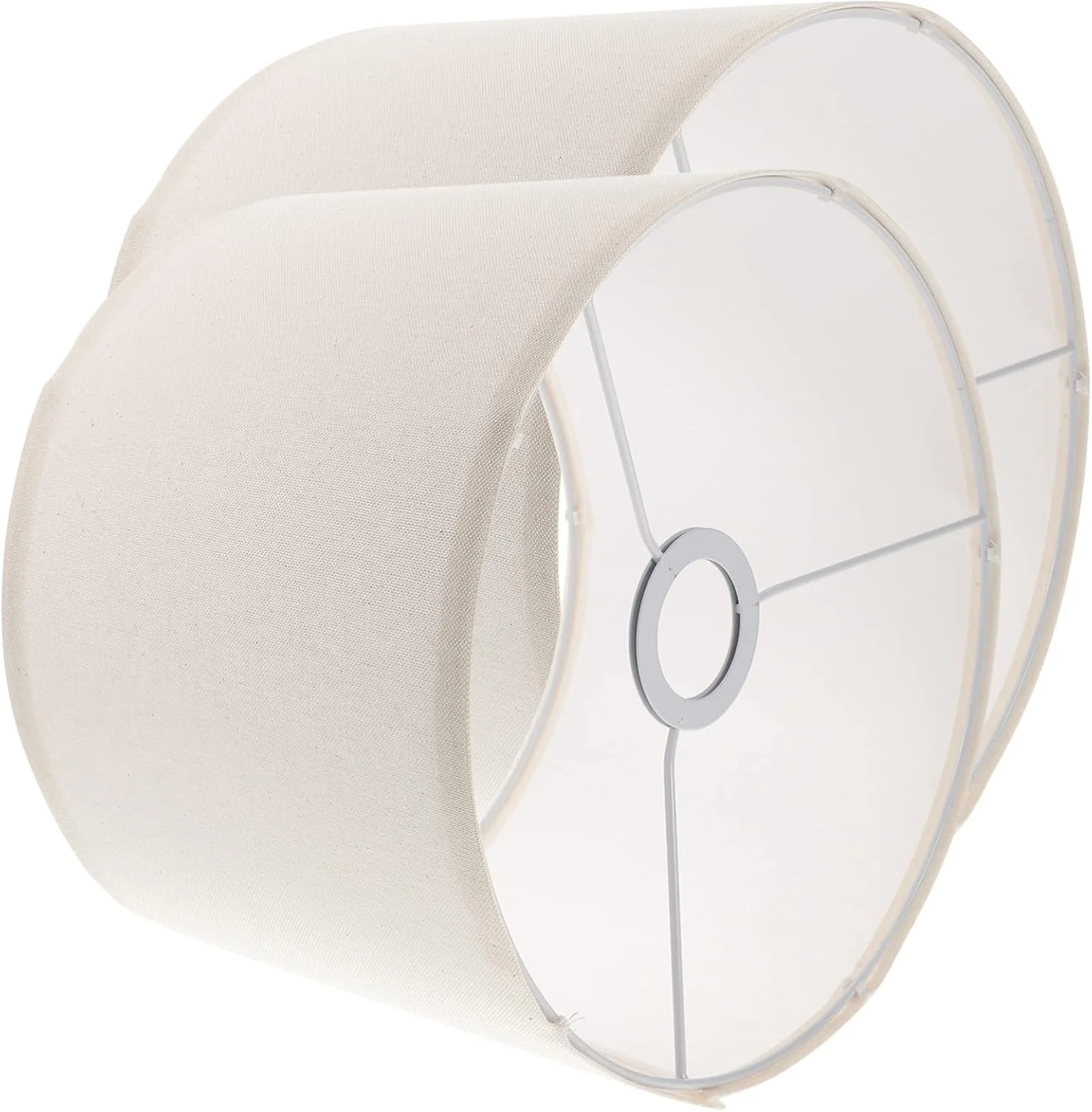 FRCOLOR آباژور آویز 2 عددی، جایگزین پارچه ای کتانی برای چراغ رومیزی، آباژور استوانه ای برای چراغ ایستاده، بژ