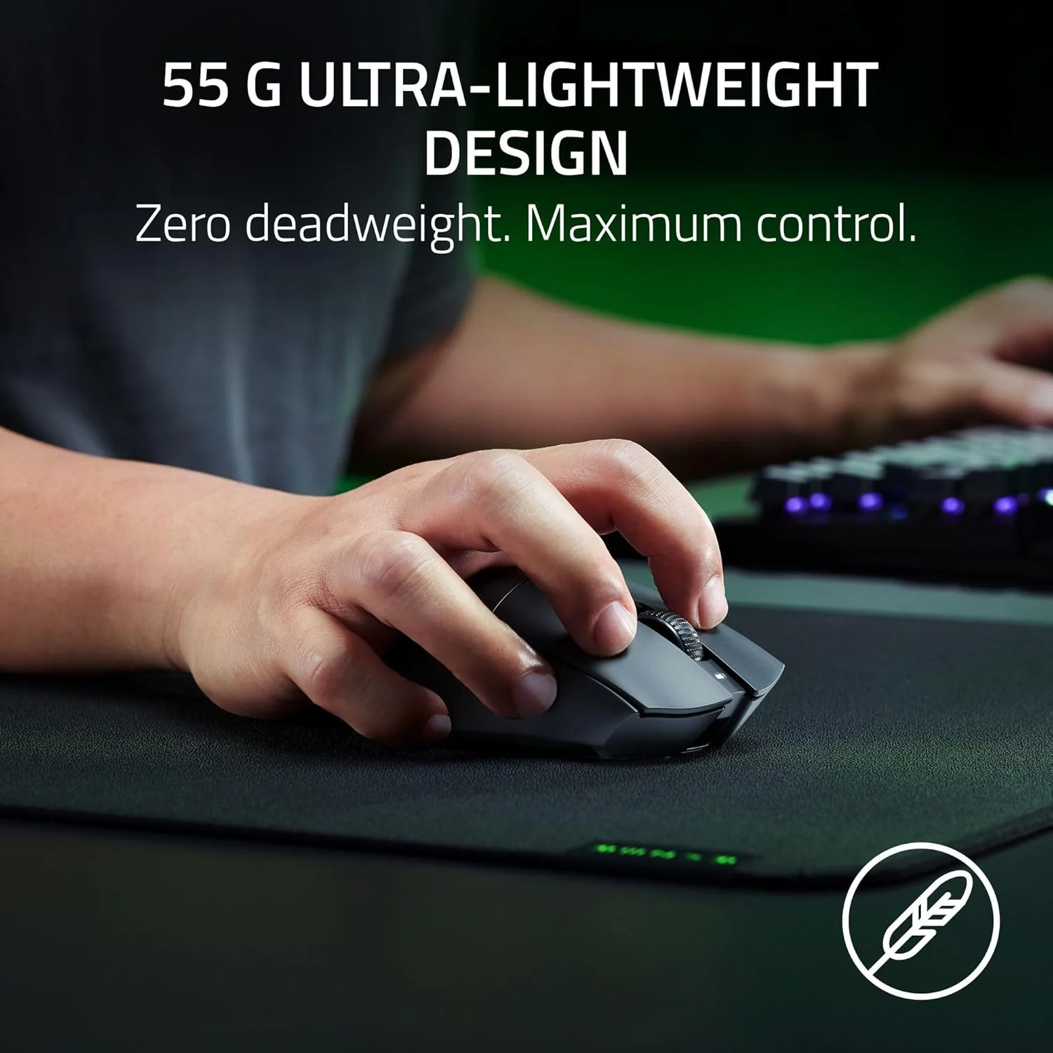 ماوس گیمینگ بی‌سیم Razer DeathAdder V3 HyperSpeed Esports: فوق سبک 55 گرمی - طراحی ارگونومیک و بافت نرم - تا 100 ساعت عمر باتری - سوییچ‌های اپتیکال نسل 3 - سنسور اپتیکال Focus X 26K - مشکی