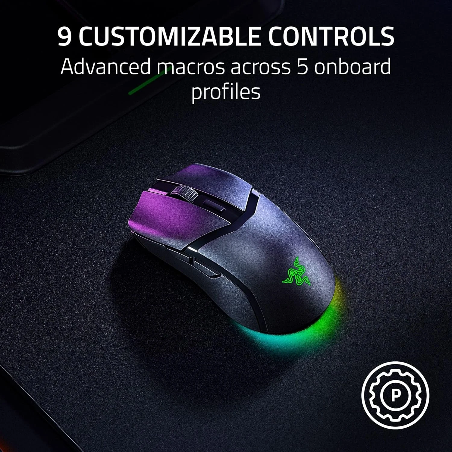 موس گیمینگ بیسیم سبک و قابل تنظیم Razer Cobra HyperSpeed: 9 کنترل قابل تنظیم، حسگر اپتیکال Focus X 26K، سوییچهای اپتیکال موس نسل 4، Chroma RGB - مشکی موس گیمینگ بیسیم سبک و قابل تنظیم Razer Cobra HyperSpeed: 9 کنترل قابل تنظیم، حسگر اپتیکال Focus X 26K، سوییچهای اپتیکال موس نسل 4، Chroma RGB - مشکی