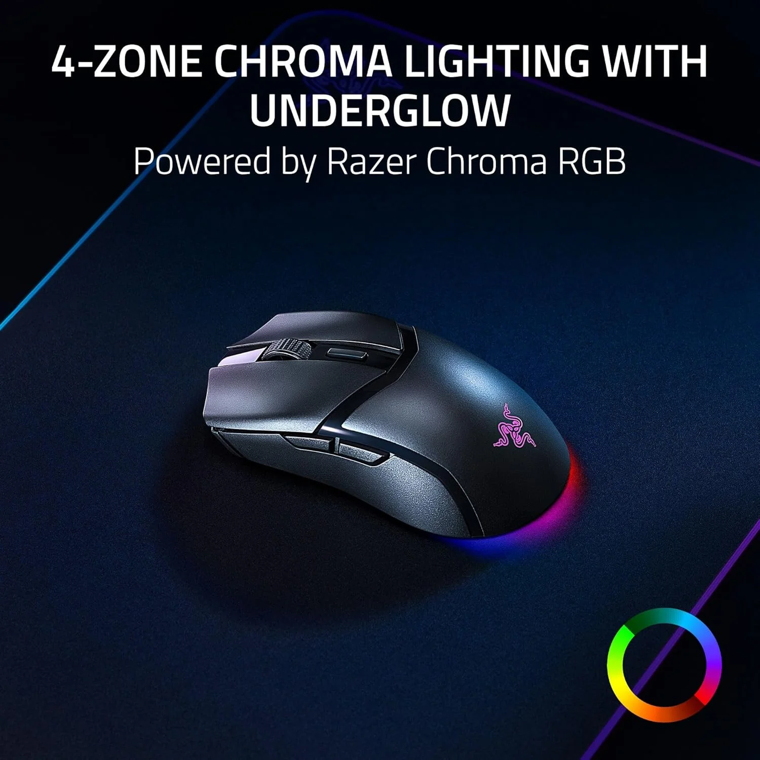 ماوس گیمینگ بی‌سیم Razer Cobra HyperSpeed: 9 کنترل قابل تنظیم - نورپردازی RGB - اسکرول اپتیکال - سنسور 26K - 2.4GHz، بلوتوث و USB C - عمر باتری تا 170 ساعت