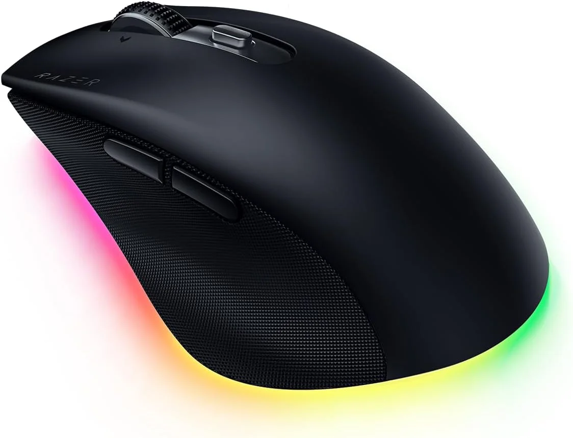 موس بیسیم ارگونومیک RGB راست دست Razer Pro Click V2: اتصال بیسیم HyperSpeed (2.4 گیگاهرتز)، بلوتوث - تا 3 دستگاه، اتصال سیمی USB-C، عمر باتری تا 3.5 ماه، 9 دکمه قابل برنامهریزی - مشکی موس بیسیم ارگونومیک RGB راست دست Razer Pro Click V2: اتصال بیسیم HyperSpeed (2.4 گیگاهرتز)، بلوتوث - تا 3 دستگاه، اتصال سیمی USB-C، عمر باتری تا 3.5 ماه، 9 دکمه قابل برنامهریزی - مشکی
