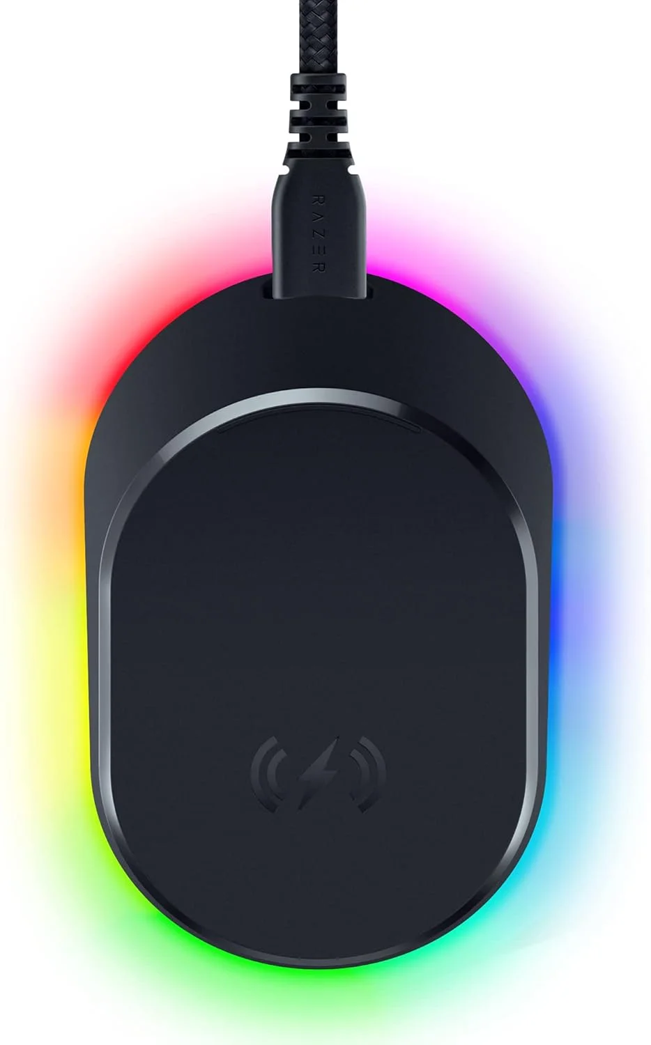 پایه شارژر وایرلس Razer Mouse Dock Pro با پَک شارژ بی‌سیم: شارژ بی‌سیم مغناطیسی - فرستنده و گیرنده HyperPolling 4K هرتز یکپارچه - پایه ضد لغزش - نورپردازی Chroma RGB - مشکی کلاسیک