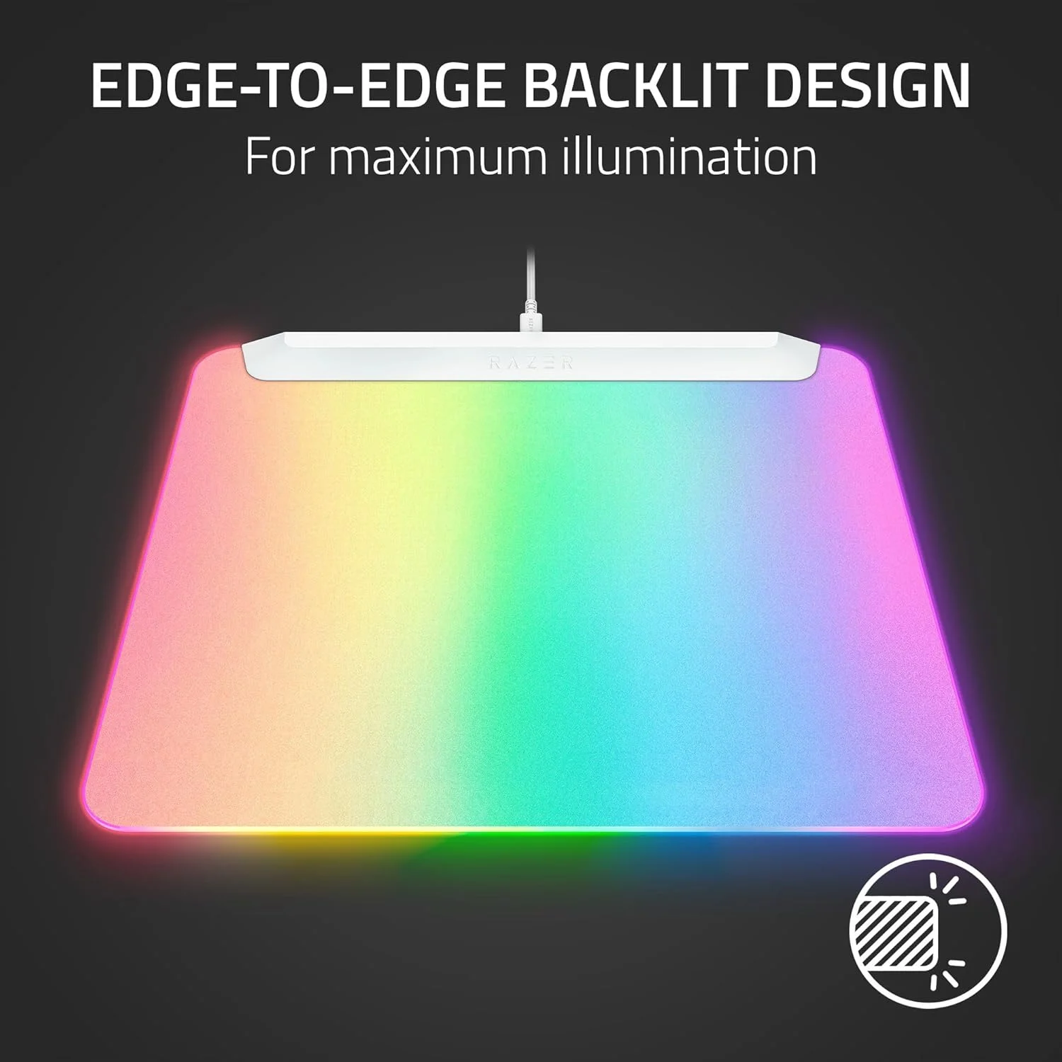 پد ماوس گیمینگ Razer Firefly V2 Pro با نورپردازی کامل RGB، طراحی با نور پس زمینه، نورپردازی Chroma 15 منطقه ای، پورت USB 2.0، کابل USB Type C جداشدنی، سطح میکرو بافت، پایه ضد لغزش - سفید