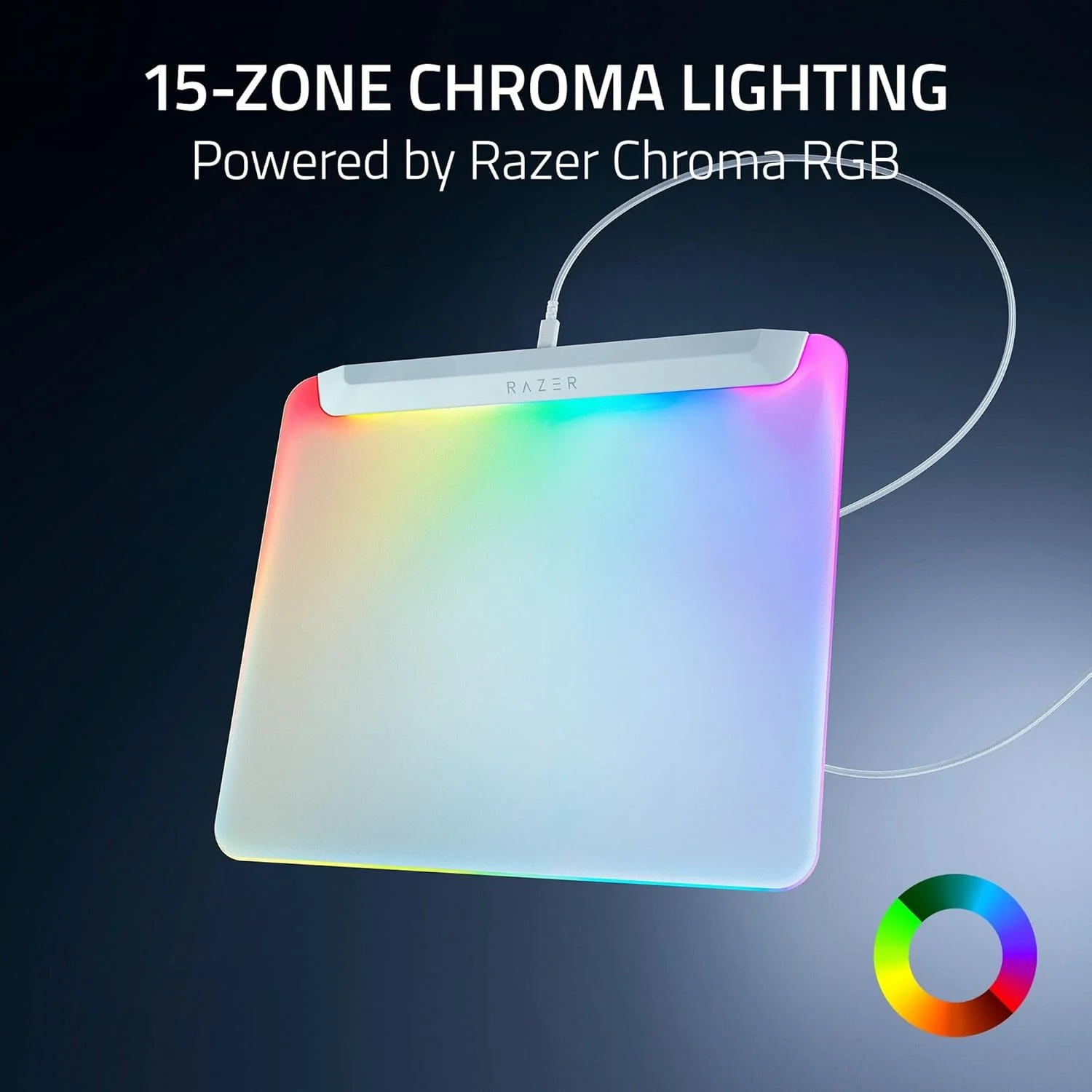 پد ماوس گیمینگ Razer Firefly V2 Pro با نورپردازی کامل RGB، طراحی با نور پس زمینه، نورپردازی Chroma 15 منطقه ای، پورت USB 2.0، کابل USB Type C جداشدنی، سطح میکرو بافت، پایه ضد لغزش - سفید