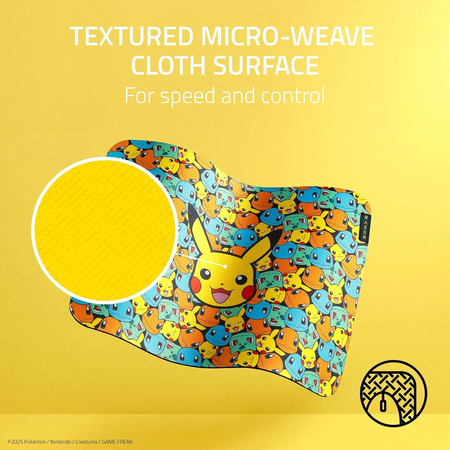 پد ماوس گیمینگ نرم Razer Gigantus V2 برای سرعت و کنترل (متوسط): سطح پارچه ای بافت ریز، فوم لاستیکی ضخیم و متراکم، پایه ضد لغزش - نسخه Pokémon