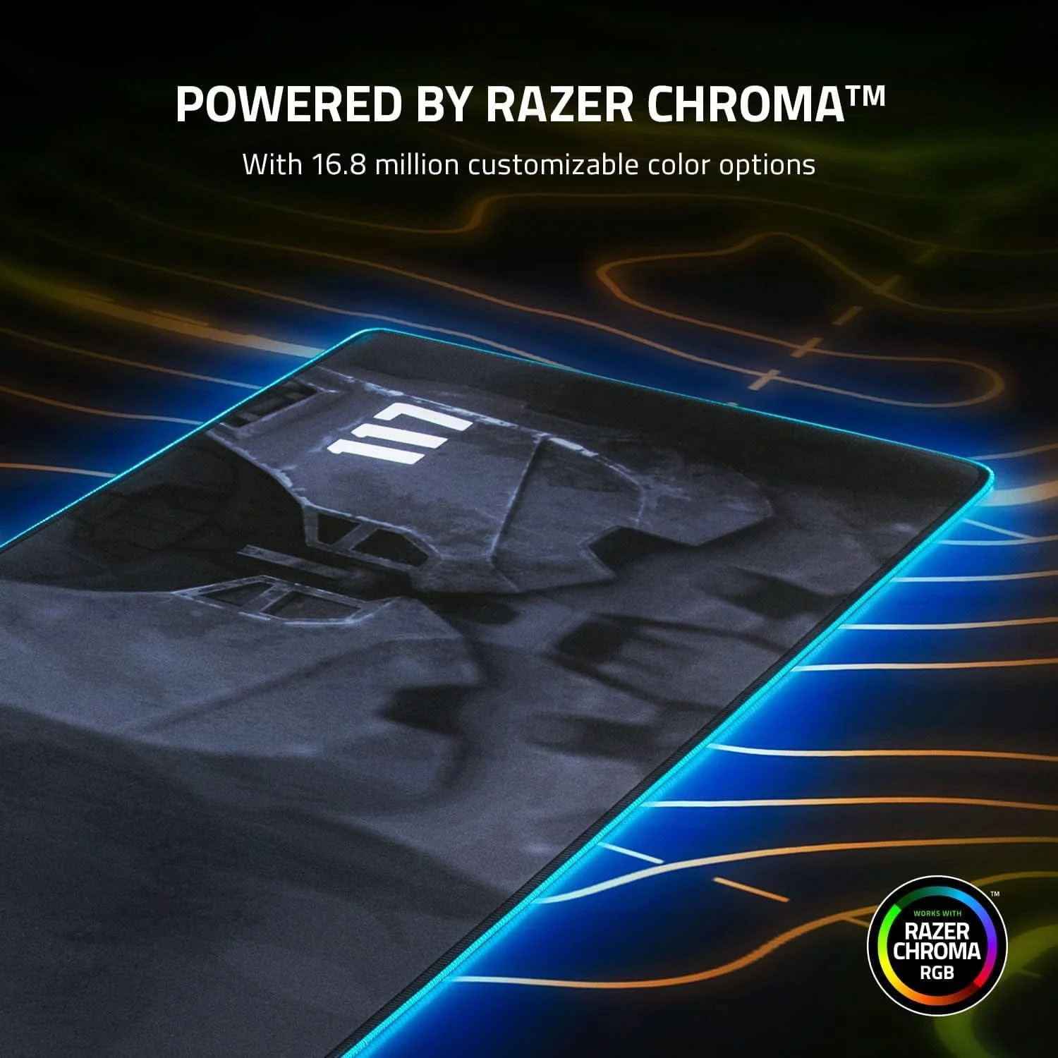 ماوس پد گیمینگ Razer Goliathus Extended Chroma: نورپردازی RGB قابل تنظیم - جنس نرم و پارچه ای - کنترل و سرعت متعادل - پایه لاستیکی ضد لغزش - نسخه Halo Infinite