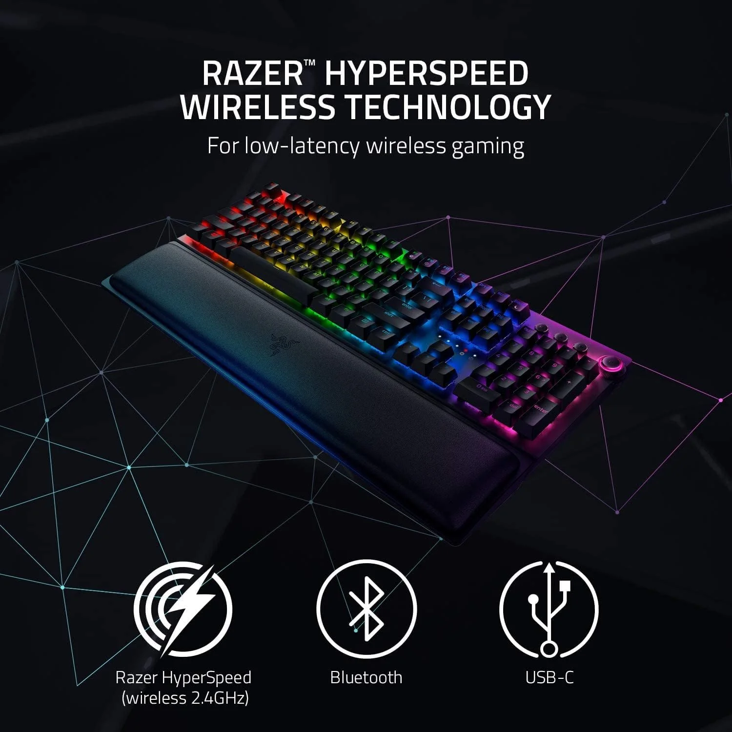 کیبورد گیمینگ مکانیکی بی‌سیم Razer Blackwidow V3 Pro، سوییچ سبز (لمسی و کلیکی) - مشکی کلاسیک