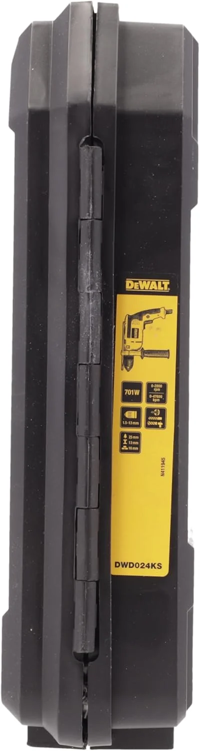 دریل چکشی دیوالت مدل DWD024KS (۶۵۰ وات، تک سرعته، سه نظام ۱۳ میلیمتری اتوماتیک، مقاوم، بسیار جمع و جور، شامل دسته کمکی، میله تنظیم عمق و کیف حمل) دریل چکشی دیوالت مدل DWD024KS (۶۵۰ وات، تک سرعته، سه نظام ۱۳ میلیمتری اتوماتیک، مقاوم، بسیار جمع و جور، شامل دسته کمکی، میله تنظیم عمق و کیف حمل)