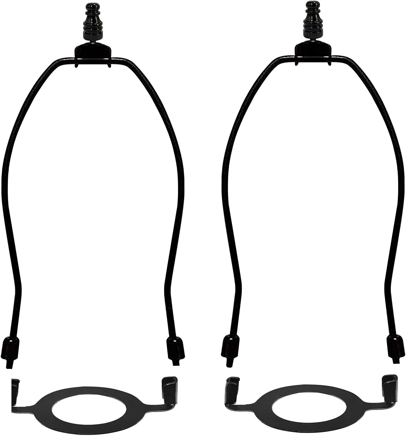 نگهدارنده چنگ لامپ سایه قابل تنظیم - 8 9 10 اینچ با مجموعه پایه چراغ E26 UNO قطعات آباژور برای لامپ های رومیزی و ایستاده فینال براکت اتصالات چراغ - بسته 2 عددی (مشکی، 10 اینچ)