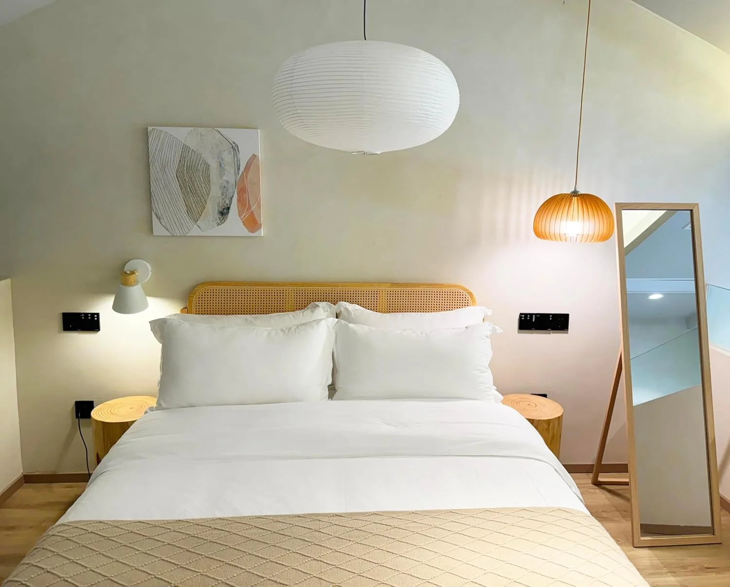 آباژور آویز کروی بزرگ سفید 55.5 سانتی‌متری (21.85 اینچ) فانوس چینی دکور خانه، HJ-Z1738WH