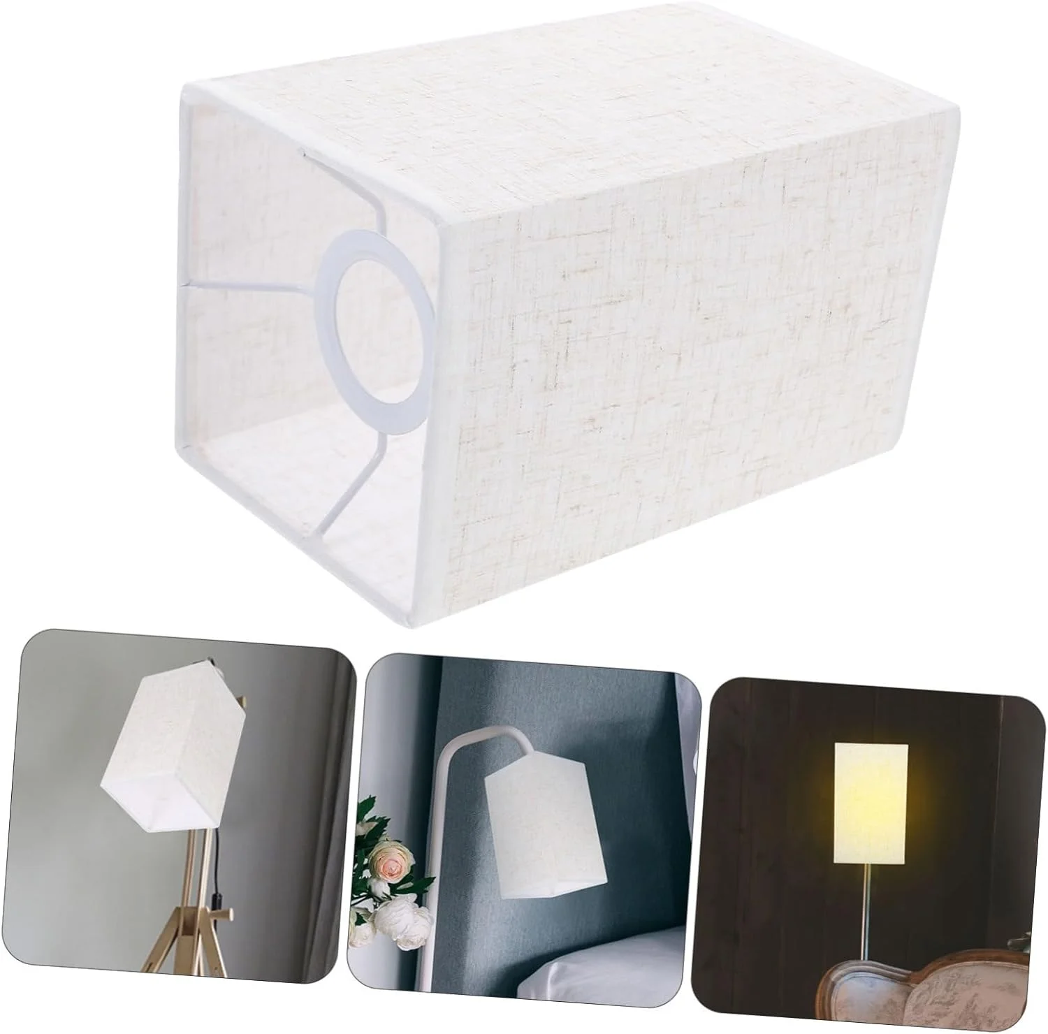 آباژور پارچه ای Hemobllo، شیک و مدرن، ساده، متوسط، مربعی، مناسب دکور خانه، دکوراسیون رترو، پارچه برنجی، سفید، برای لامپ دیواری