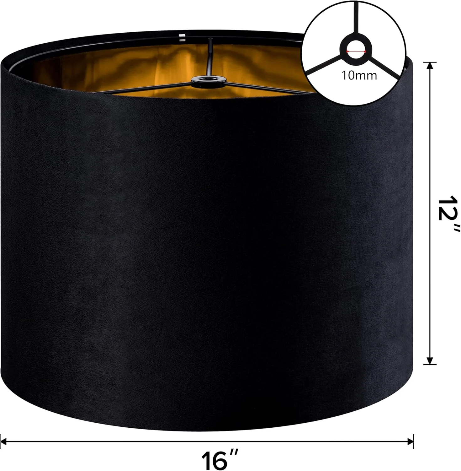 مجموعه 2 تایی کلاهک چراغ مخملی مشکی - سایه لامپ استوانه ای بزرگ 40 سانتی متر بالا در 40 سانتی متر پایین در 30 سانتی متر ارتفاع (عنکبوتی) کلاهک چراغ پارچه ای سنتی برای چراغ های رومیزی - کلاهک چراغ جایگزین - نیاز به مونتاژ
