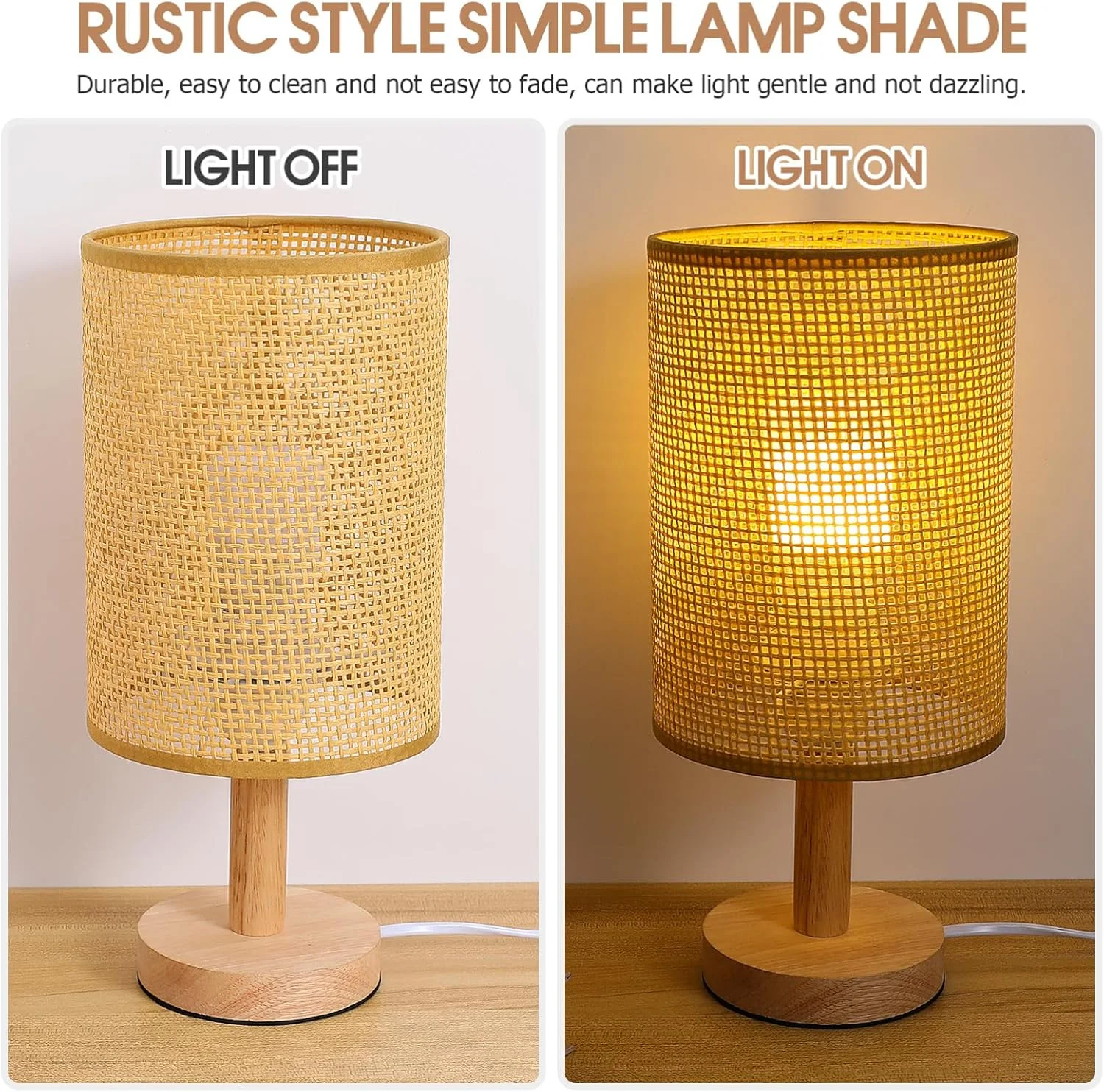 Hemobllo آباژور حصیری، روکش استوانه ای لامپ E27، روکش چراغ آویز بافته شده حصیری، روکش لامپ 20.5x14x14 سانتی متر برای لوستر، چراغ های رومیزی