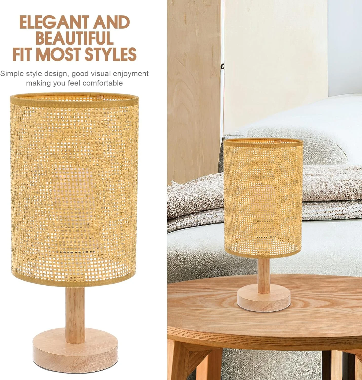 Hemobllo آباژور حصیری، روکش استوانه ای لامپ E27، روکش چراغ آویز بافته شده حصیری، روکش لامپ 20.5x14x14 سانتی متر برای لوستر، چراغ های رومیزی