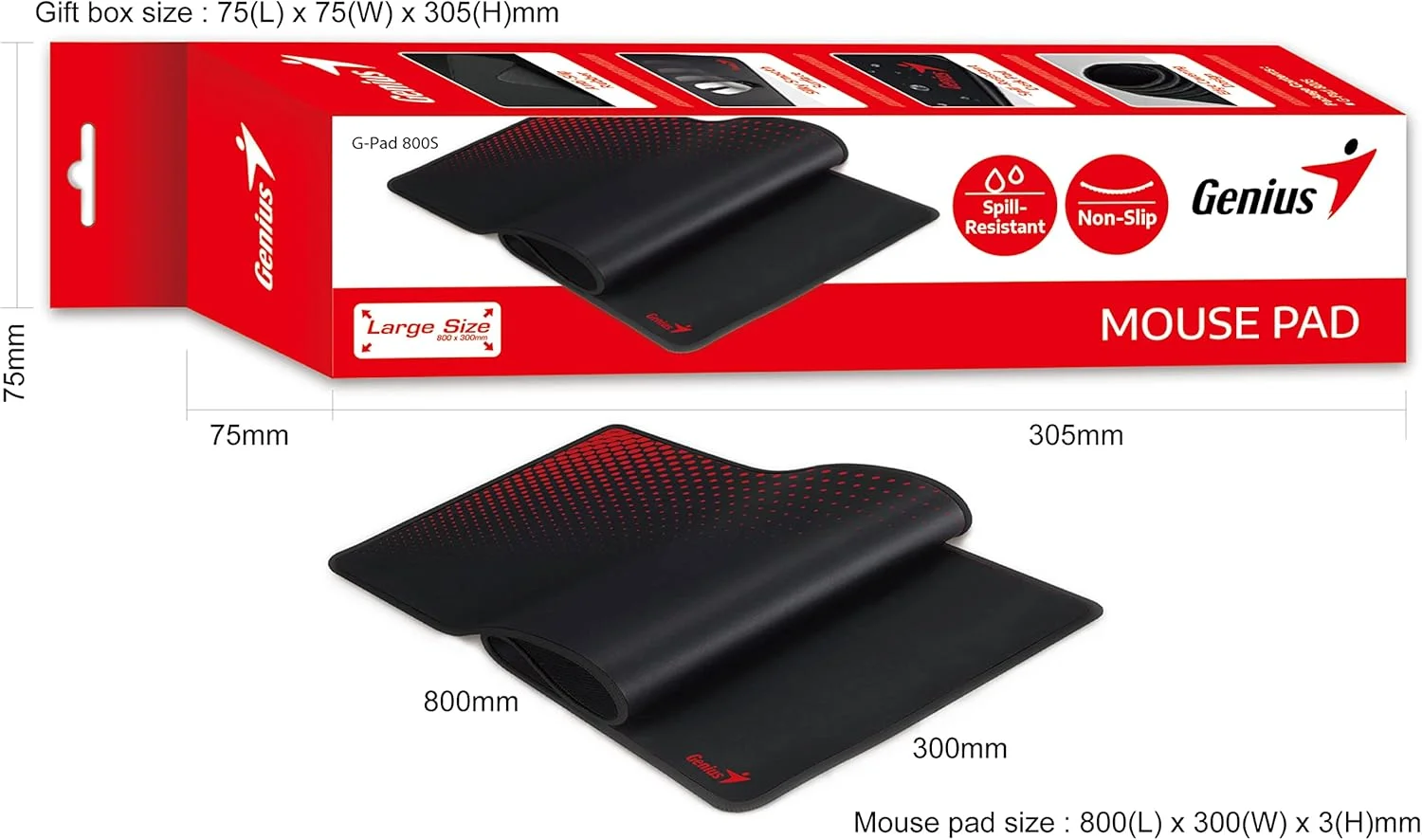 پد ماوس گیمینگ USB Genius G-Pad 800S، مشکی پد ماوس گیمینگ USB Genius G-Pad 800S، مشکی