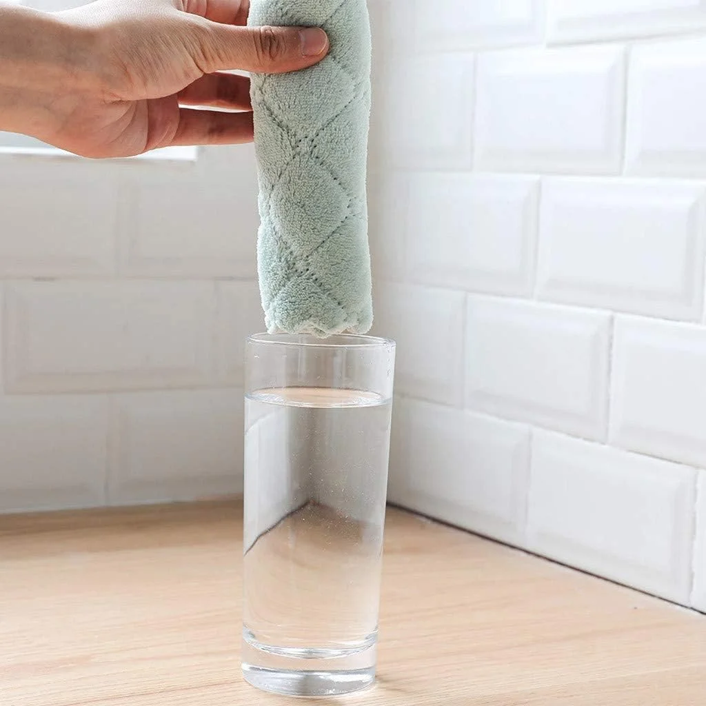 دستمال آشپزخانه 12 عددی AMERTEER - دستمال نظافت میکروفیبر، دستمال های نرم و جاذب با خشک شدن سریع، دستمال های نظافت آشپزخانه خانگی - سبز و خاکستری (27 x 16 سانتی متر)