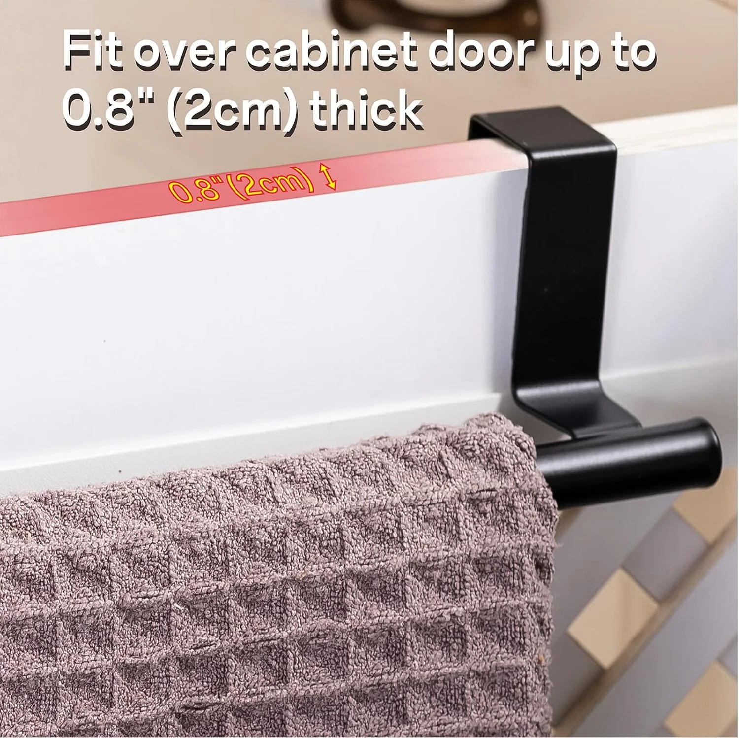 میله حوله کابینت - تک، استیل ضد زنگ و مشکی مات، آویز حوله بالای درب کابینت