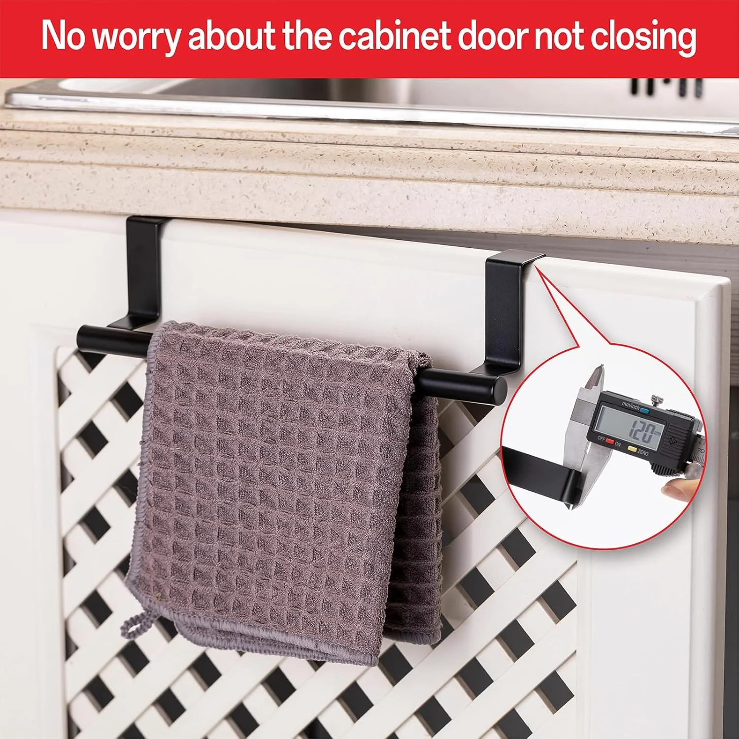 میله حوله کابینت - تک، استیل ضد زنگ و مشکی مات، آویز حوله بالای درب کابینت