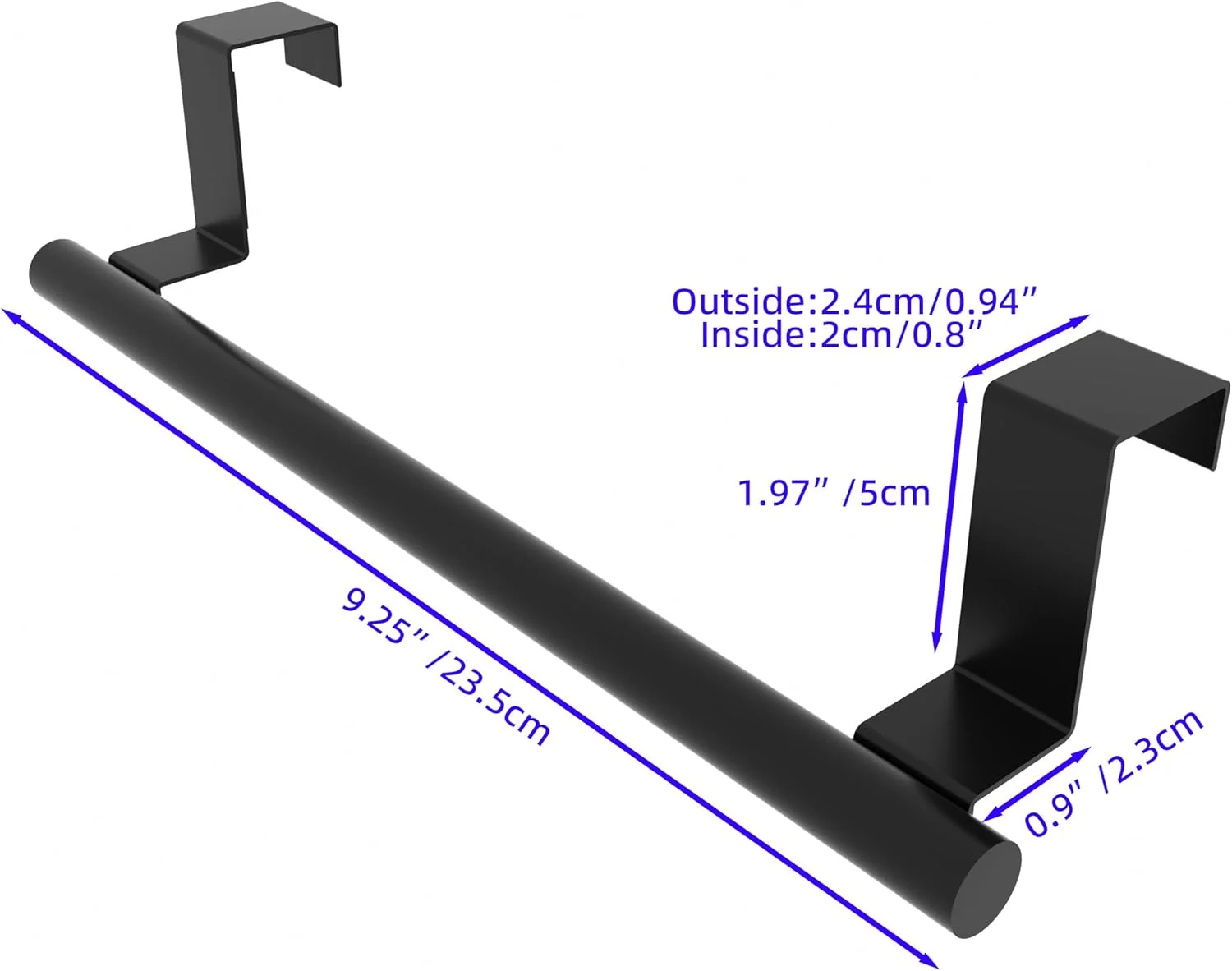 میله حوله کابینت - تک، استیل ضد زنگ و مشکی مات، آویز حوله بالای درب کابینت