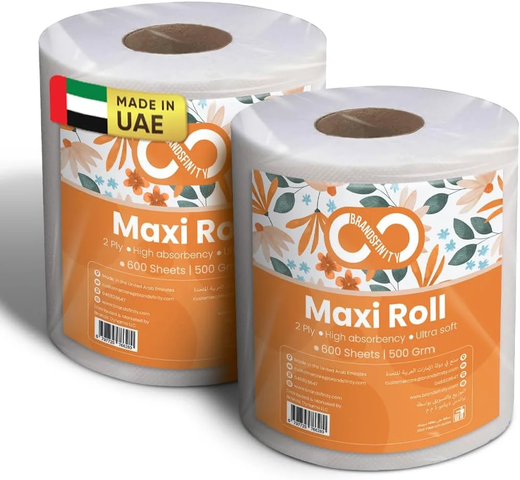 دستمال حوله ای آشپزخانه رولی بزرگ Brandsfinity - 2 رول، 500 گرم، 1200 برگ، با جذب بالا دستمال حوله ای آشپزخانه رولی بزرگ Brandsfinity - 2 رول، 500 گرم، 1200 برگ، با جذب بالا