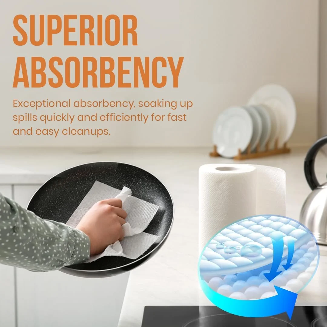 دستمال حوله ای آشپزخانه رولی بزرگ Brandsfinity - 2 رول، 500 گرم، 1200 برگ، با جذب بالا دستمال حوله ای آشپزخانه رولی بزرگ Brandsfinity - 2 رول، 500 گرم، 1200 برگ، با جذب بالا