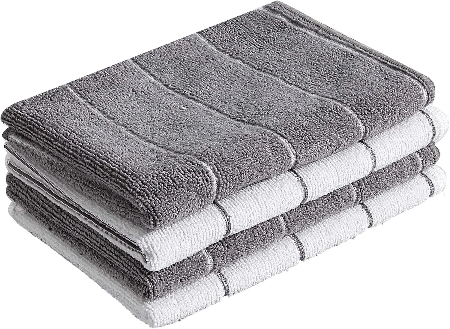 دستمال آشپزخانه BFBMQYJ، دستمال سفره فوق العاده جاذب، دستمال بزرگ و ضخیم، ضد روغن و قابل استفاده مجدد، طرح راه راه 2 خاکستری و 2 سفید دستمال آشپزخانه BFBMQYJ، دستمال سفره فوق العاده جاذب، دستمال بزرگ و ضخیم، ضد روغن و قابل استفاده مجدد، طرح راه راه 2 خاکستری و 2 سفید