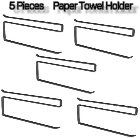 ECVV (۵ عدد) نگهدارنده حوله کاغذی زیر کابینت برای آشپزخانه، حمام، انبار، آویز قفسه حوله کاغذی، آویز بالای درب، بدون نیاز به سوراخکاری (مشکی) ECVV (۵ عدد) نگهدارنده حوله کاغذی زیر کابینت برای آشپزخانه، حمام، انبار، آویز قفسه حوله کاغذی، آویز بالای درب، بدون نیاز به سوراخکاری (مشکی)