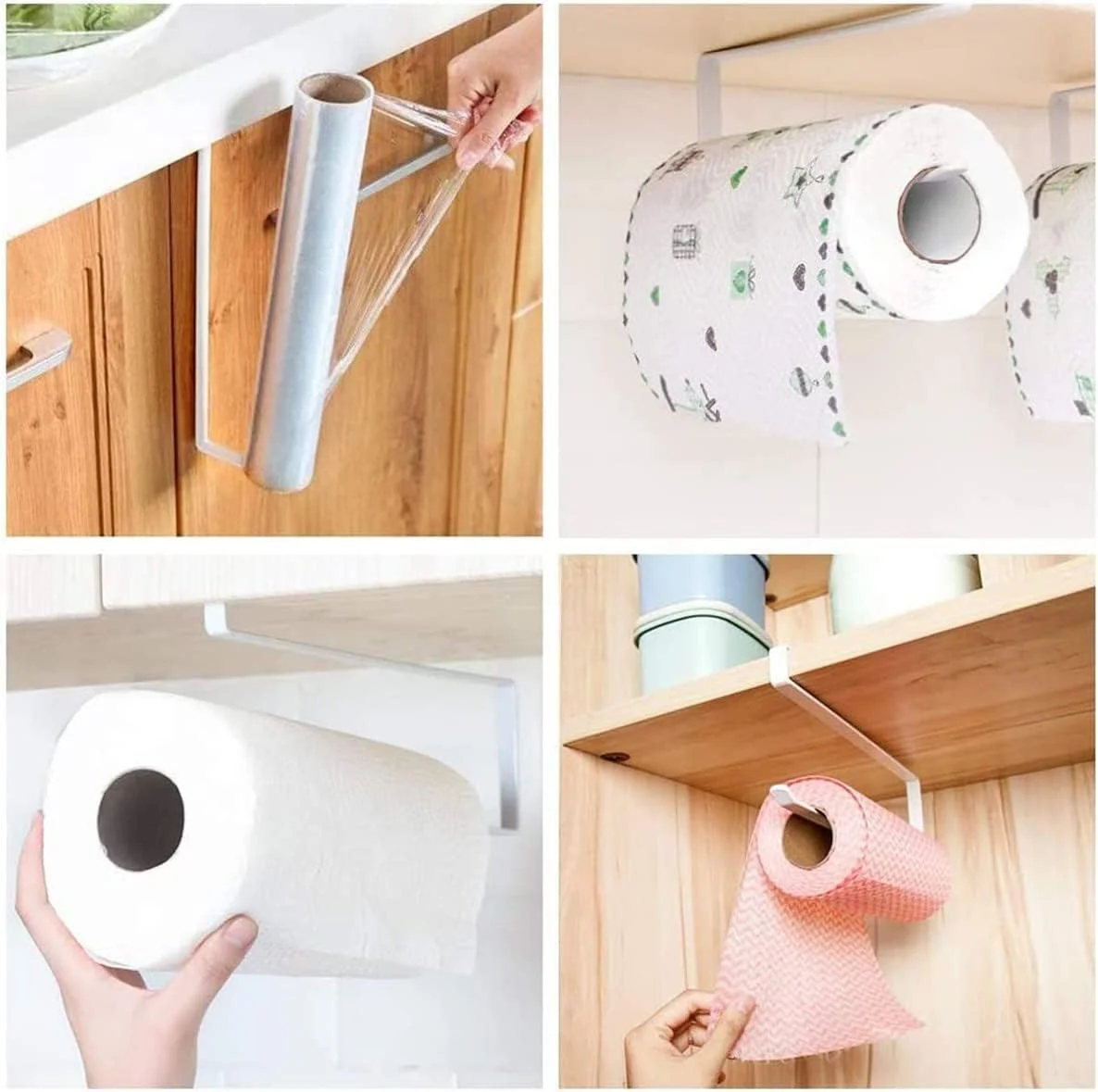 جا دستمال کاغذی ECVV، آویز حوله، میله حوله، قلاب برای آشپزخانه، نگهدارنده رول دستمال کاغذی زیر کابینت برای آشپزخانه و حمام، آویز دستمال کاغذی