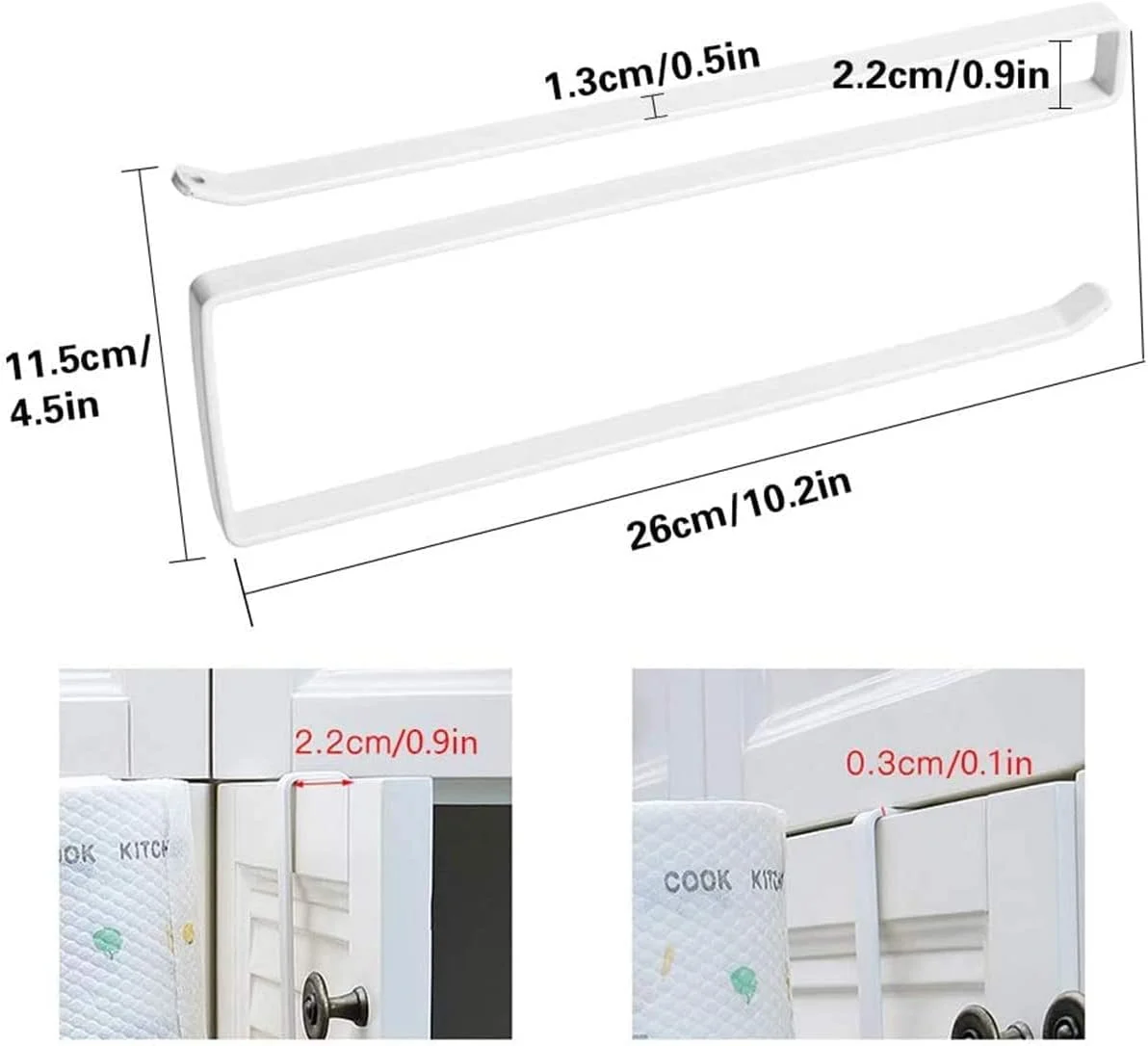 جا دستمال کاغذی ECVV، آویز حوله، میله حوله، قلاب برای آشپزخانه، نگهدارنده رول دستمال کاغذی زیر کابینت برای آشپزخانه و حمام، آویز دستمال کاغذی