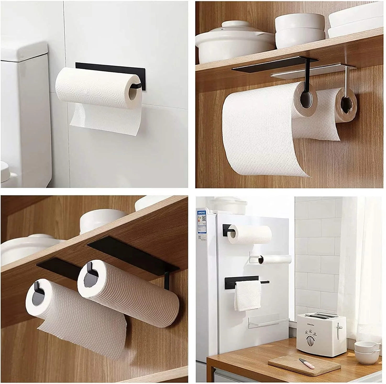 نگهدارنده حوله کاغذی COOLBABY زیر کابینت، آویز نگهدارنده حوله کاغذی برای حمام، آشپزخانه (بدون نیاز به سوراخکاری، مشکی), YLY2014-BLK نگهدارنده حوله کاغذی COOLBABY زیر کابینت، آویز نگهدارنده حوله کاغذی برای حمام، آشپزخانه (بدون نیاز به سوراخکاری، مشکی), YLY2014-BLK