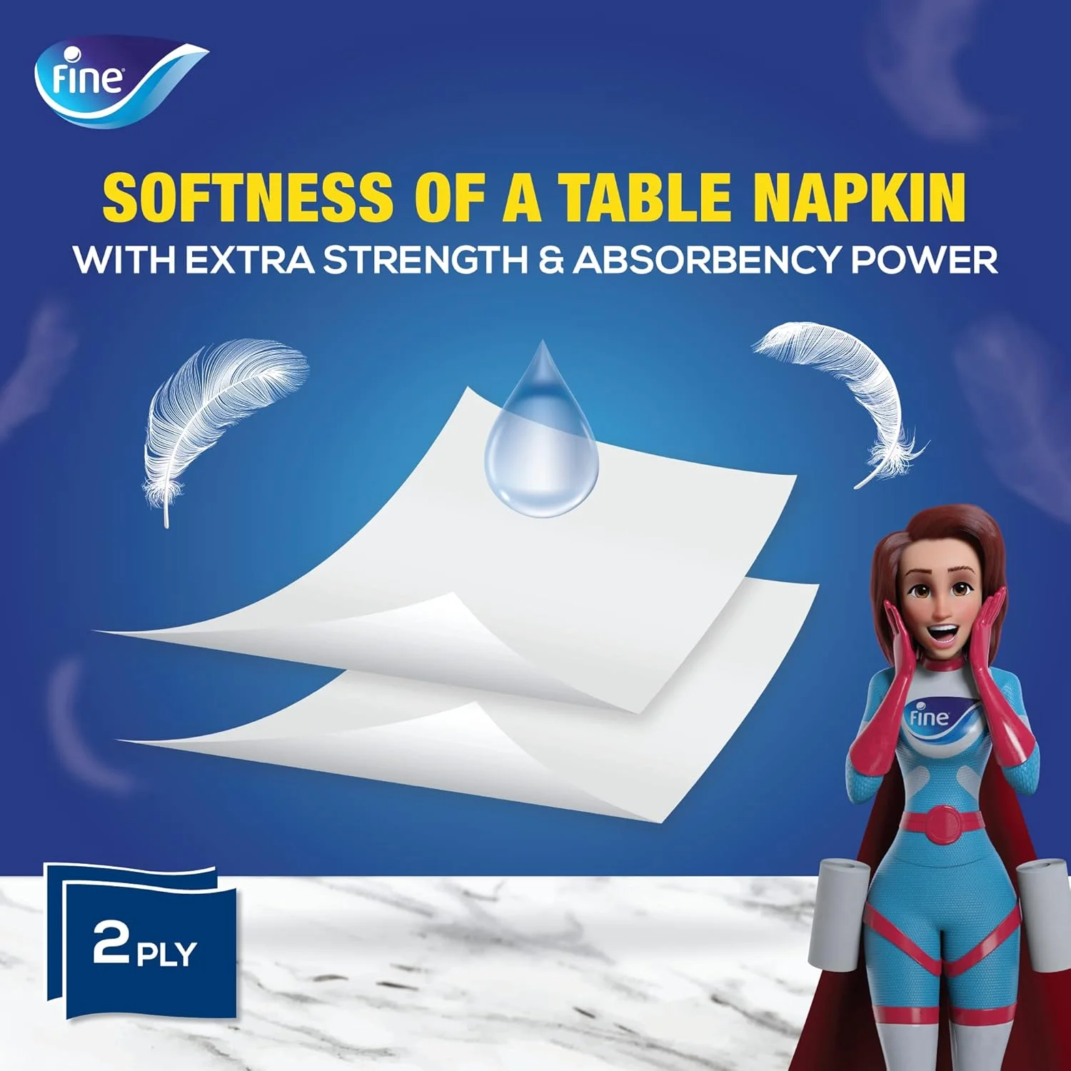 دستمال کاغذی چند منظوره فاین، 2 لایه، 150 برگ دستمال کاغذی چند منظوره فاین، 2 لایه، 150 برگ