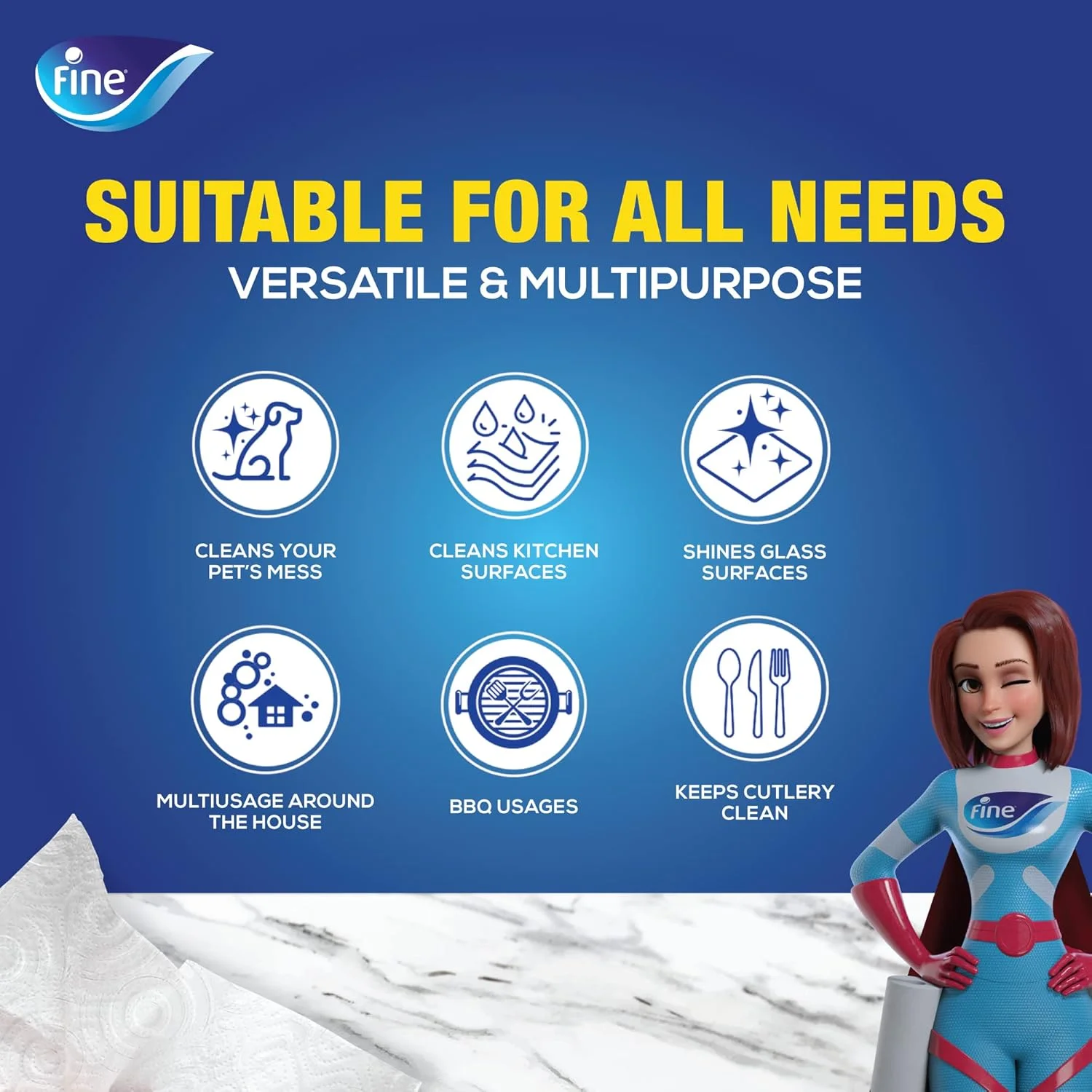 دستمال حوله ای سوپر فاین پرو، 8 رول 60 برگی 3 لایه دستمال حوله ای سوپر فاین پرو، 8 رول 60 برگی 3 لایه