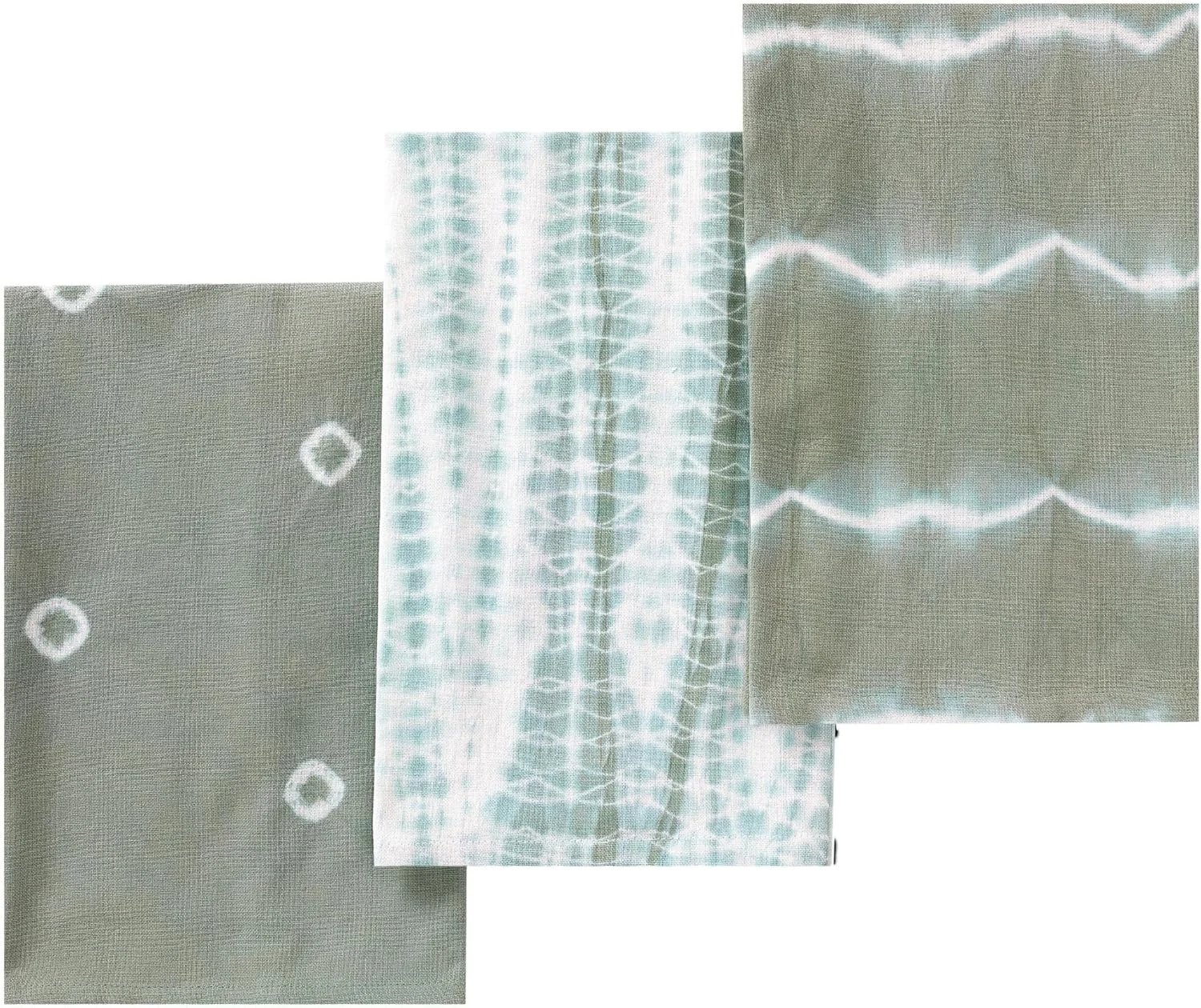 دستمال آشپزخانه Folkulture یا دستمال سفره برای خشک کردن ظروف، 50x66 سانتی متر، دستمال چای تزئینی با حلقه آویز یا دستمال دستی برای خانه روستایی، 100% پنبه، ست 3 عددی، Indie Sage