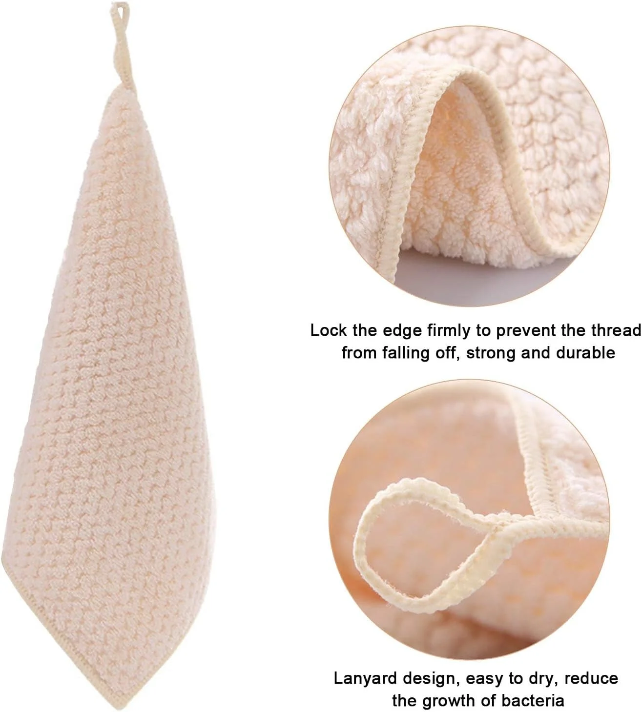 دستمال های آویز، دستمال خشک کن دست برای آشپزخانه و حمام، فوق العاده جاذب نرم، ست دستمال کوچک آویز با حلقه آویز، قابل شستشو در ماشین لباسشویی، خشک شدن سریع، ست 5 عددی