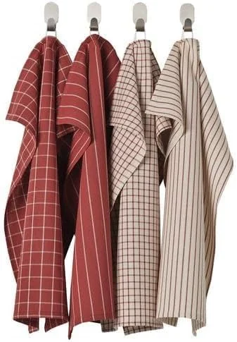 دستمال آشپزخانه ایکیا RINNIG، راه راه قرمز/بژ، 45x60 سانتی متر