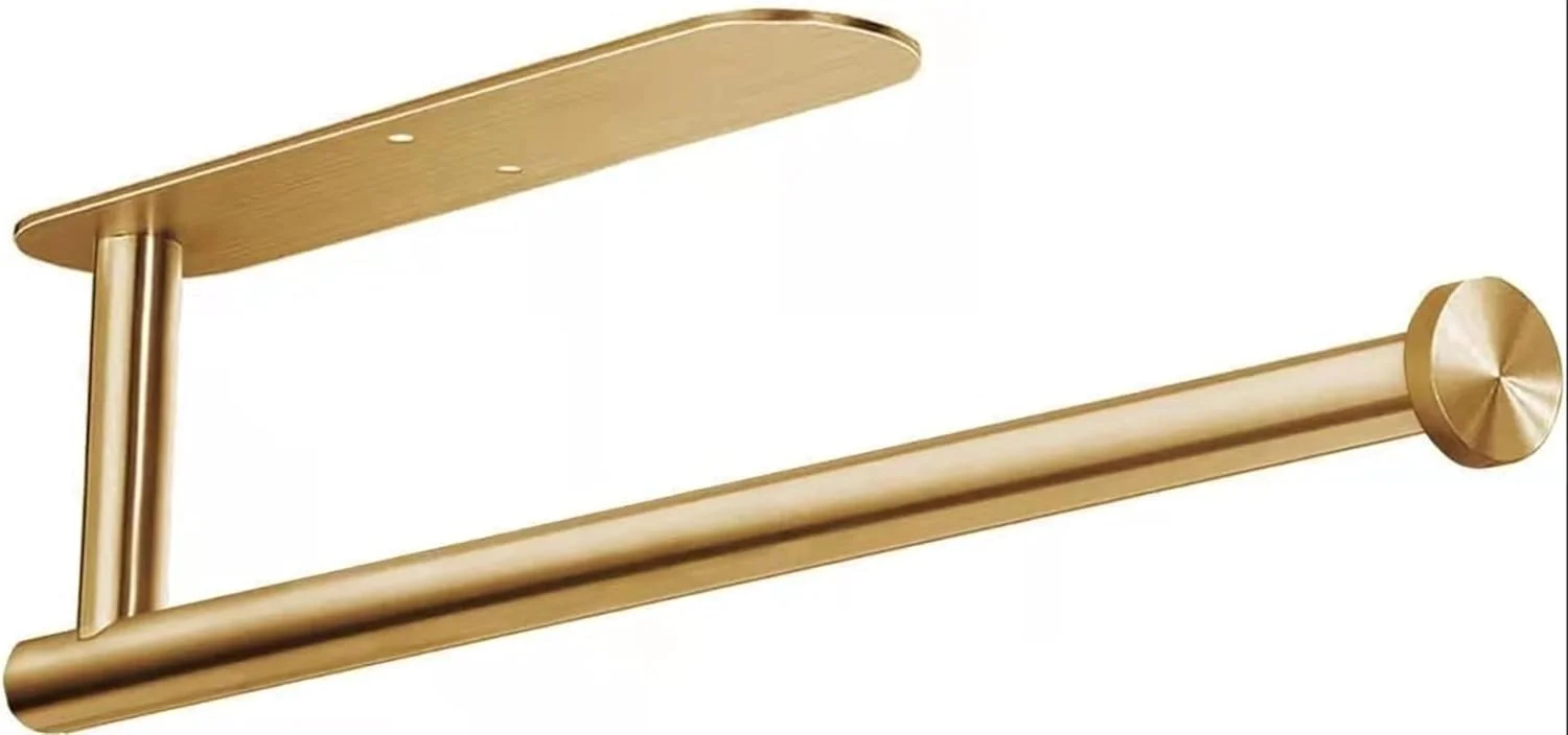 جا دستمال کاغذی رولی IIEPECA، قابل نصب با چسب یا پیچ، مناسب برای نصب زیر کابینت، دستمال کاغذی، حوله، روکش پلاستیکی، مناسب آشپزخانه و حمام (طلایی)