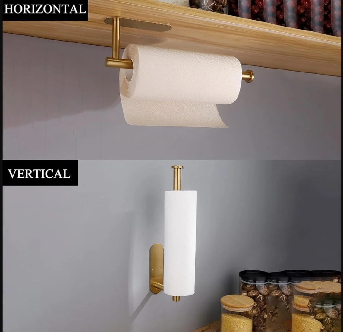 جا دستمال کاغذی رولی IIEPECA، قابل نصب با چسب یا پیچ، مناسب برای نصب زیر کابینت، دستمال کاغذی، حوله، روکش پلاستیکی، مناسب آشپزخانه و حمام (طلایی) جا دستمال کاغذی رولی IIEPECA، قابل نصب با چسب یا پیچ، مناسب برای نصب زیر کابینت، دستمال کاغذی، حوله، روکش پلاستیکی، مناسب آشپزخانه و حمام (طلایی)