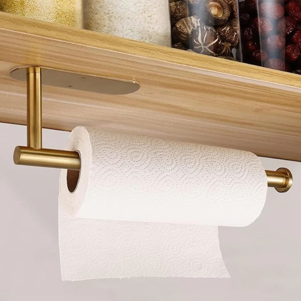 جا دستمال کاغذی رولی IIEPECA، قابل نصب با چسب یا پیچ، مناسب برای نصب زیر کابینت، دستمال کاغذی، حوله، روکش پلاستیکی، مناسب آشپزخانه و حمام (طلایی) جا دستمال کاغذی رولی IIEPECA، قابل نصب با چسب یا پیچ، مناسب برای نصب زیر کابینت، دستمال کاغذی، حوله، روکش پلاستیکی، مناسب آشپزخانه و حمام (طلایی)